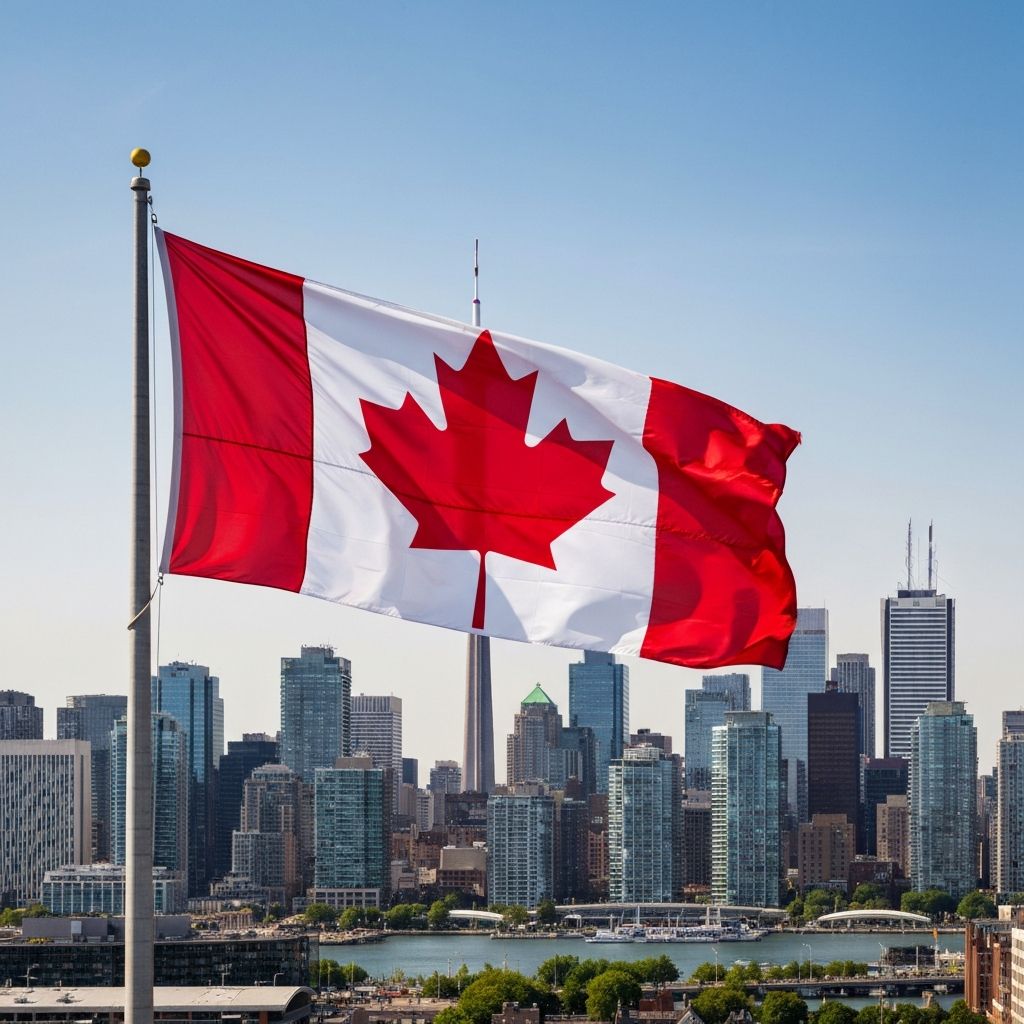 Canada Flag and Toronto Skyline - Representation of Canadian Citizens
